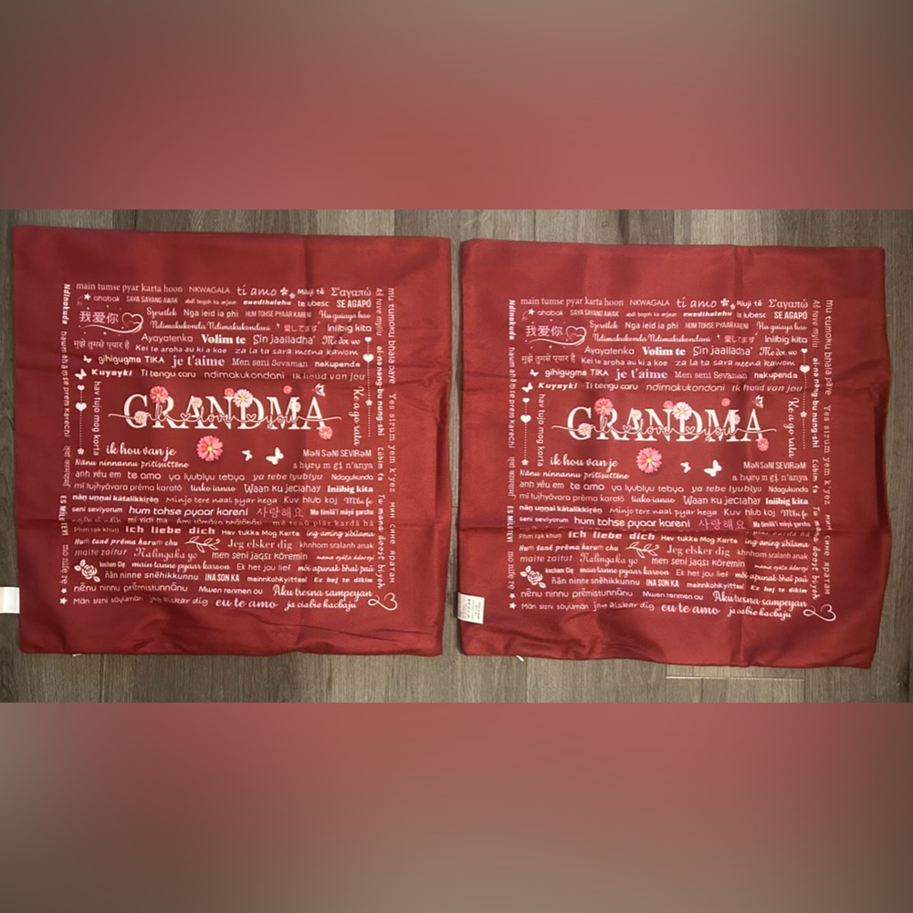 Grandma, I love you pillow covers, 18 x 18, burgundy, painting, white